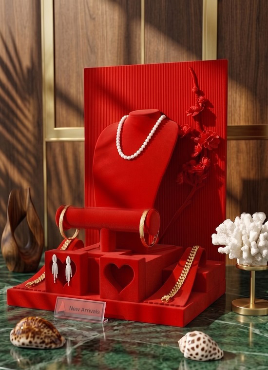 Flocked Acrylic Jewelry Display Racks 