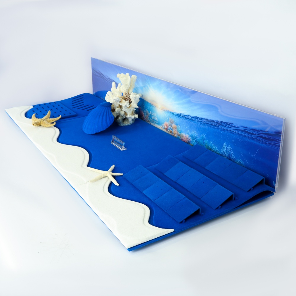 Luxury Blue Velvet Ocean Themed Jewelry Display Stand