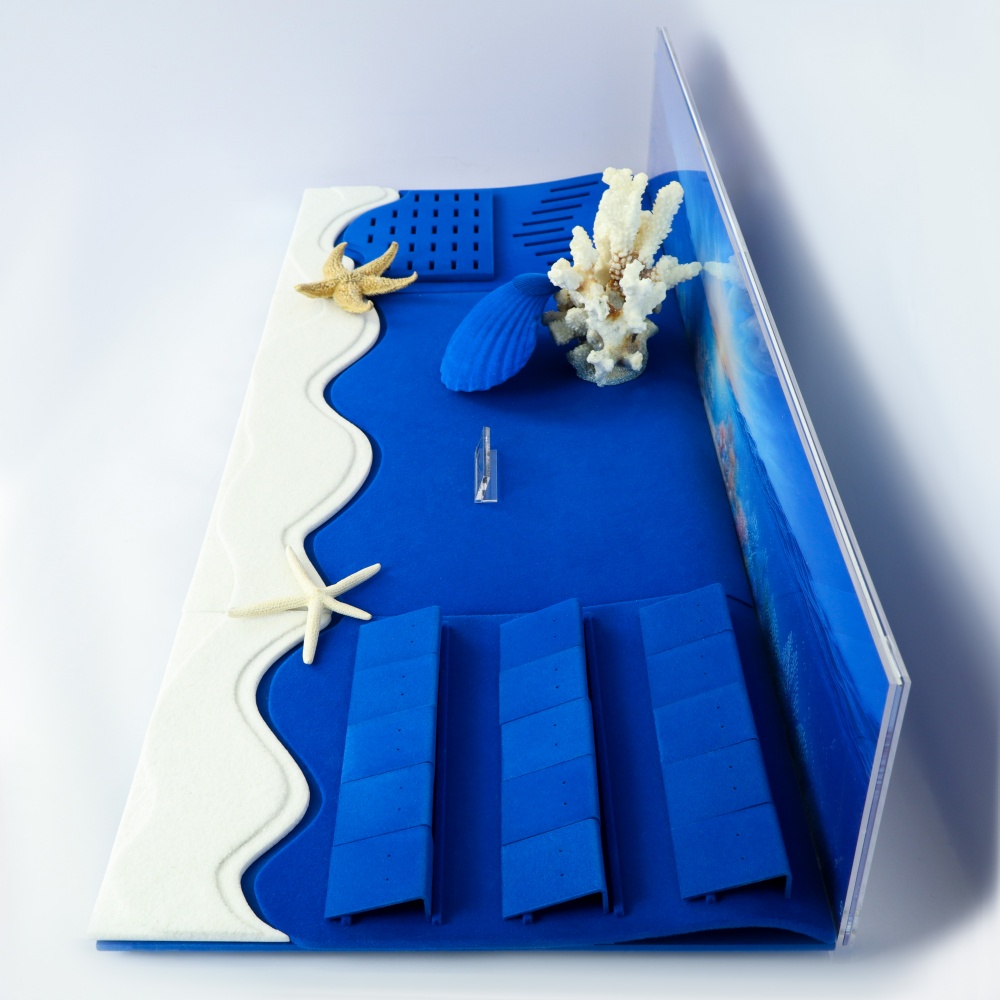 Luxury Blue Velvet Ocean Themed Jewelry Display Stand