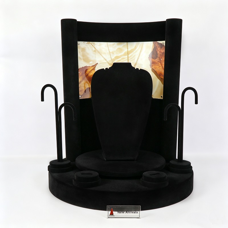 Black Velvet Acrylic Jewelry Display Stand Set