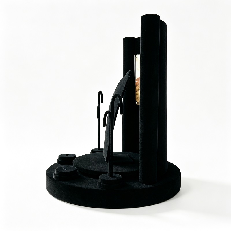 Black Velvet Acrylic Jewelry Display Stand Set