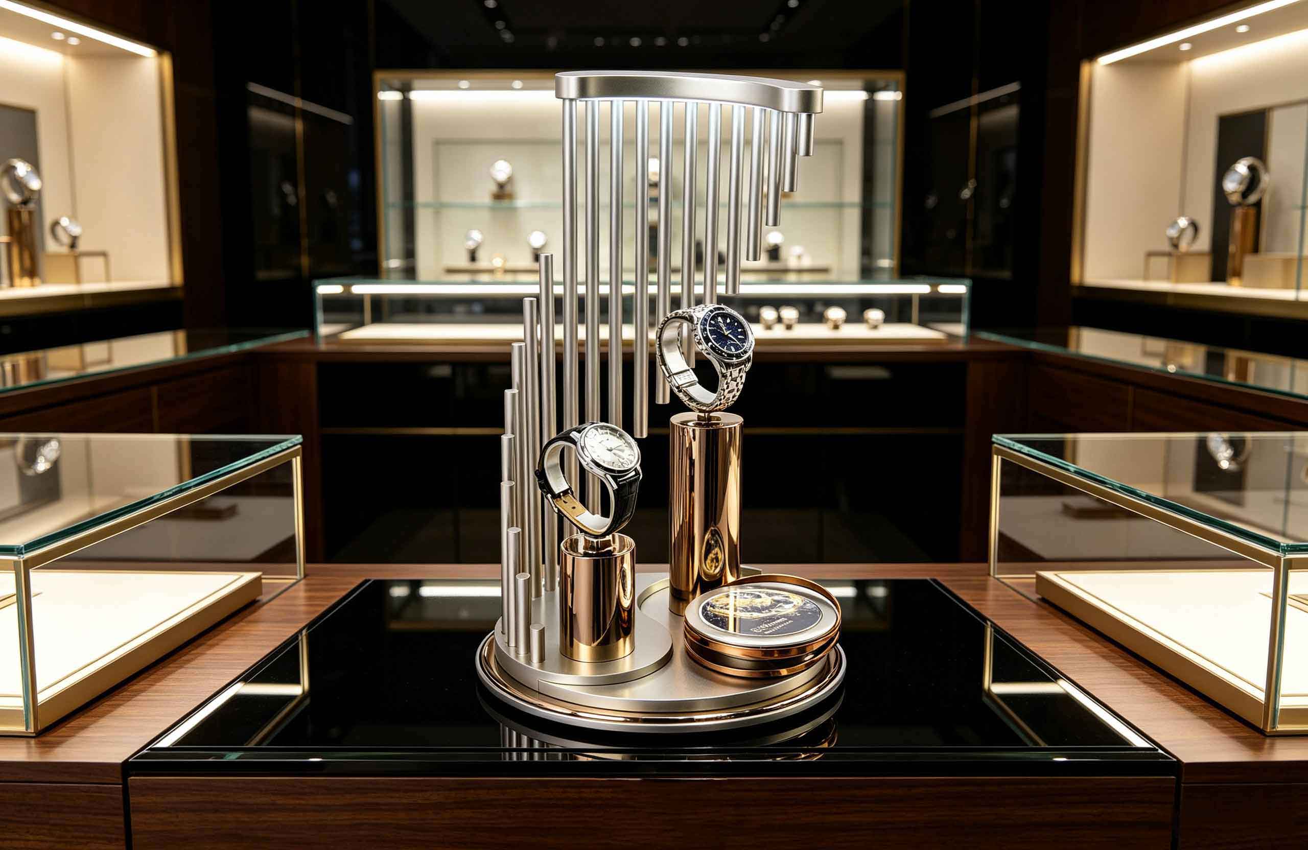 Acrylic-CNC-Machined-Illuminated-Watch-Display-Stand